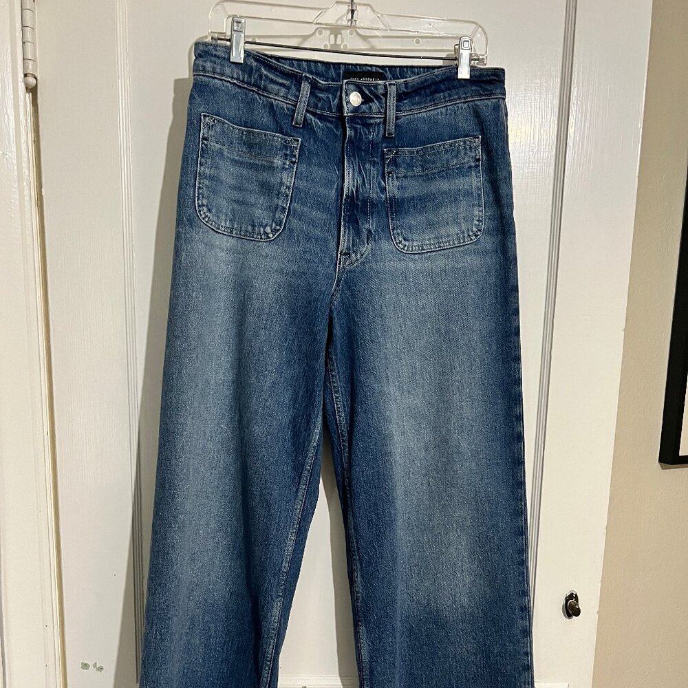 Free Assembly Women's Patch Pocket Wide Leg Jeans Size 12 Light Wash